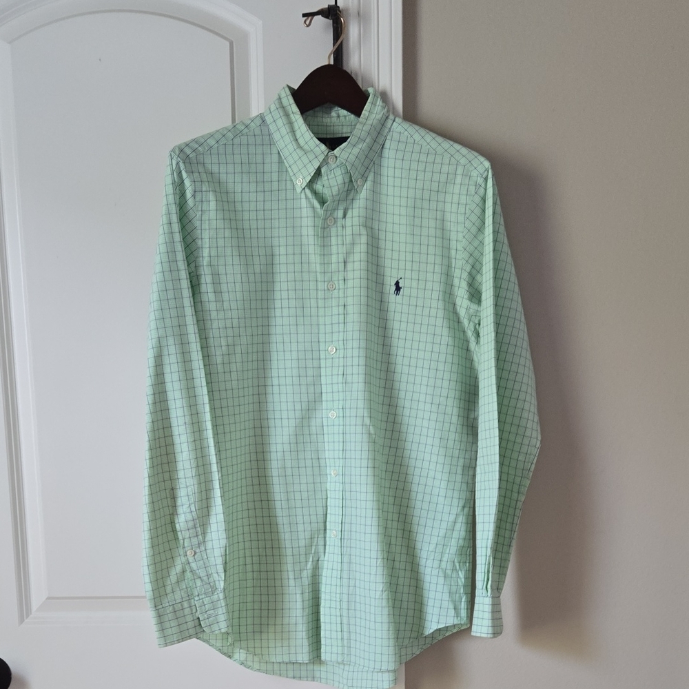 Ralph Lauren Men's Mint Checkered Button Down Shirt Size M